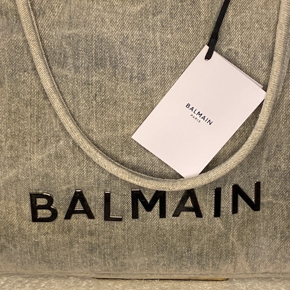 SOLD OUT Balmain 1945 Soft Tote Denim Shoulder Handbag (18.5" x 12") - Picture 3 of 11